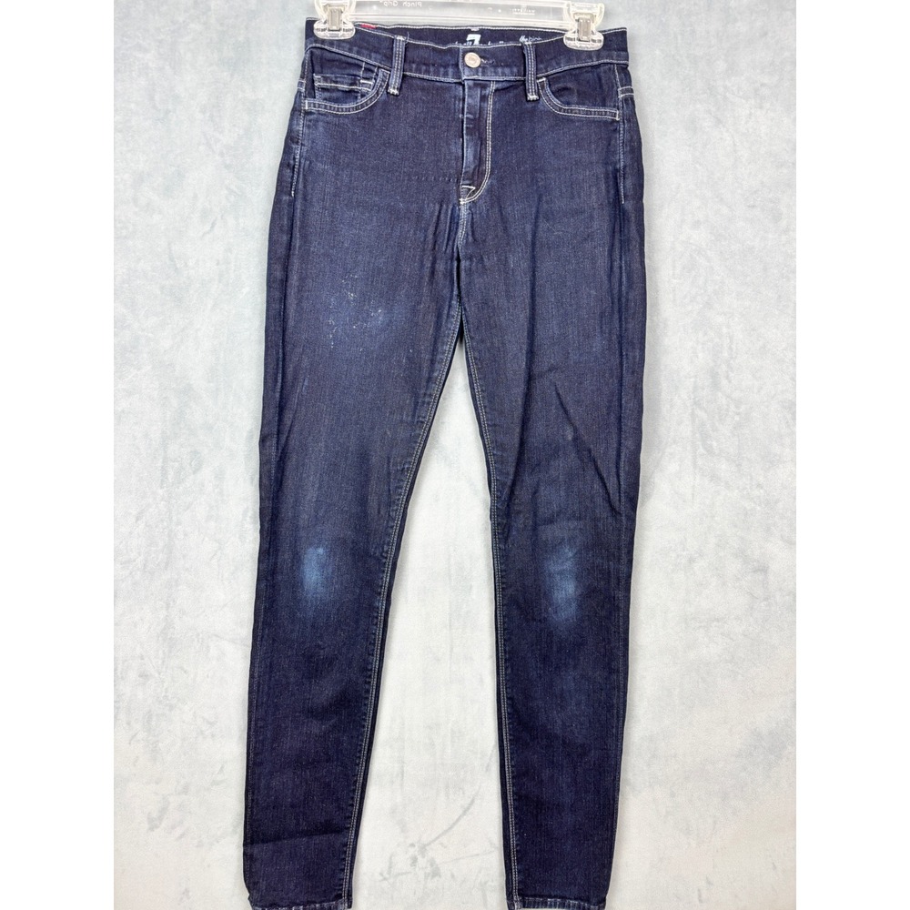 7 For All Mankind The Skinny Jeans Indigo Blue Stretch Denim Size 25 Made in USA